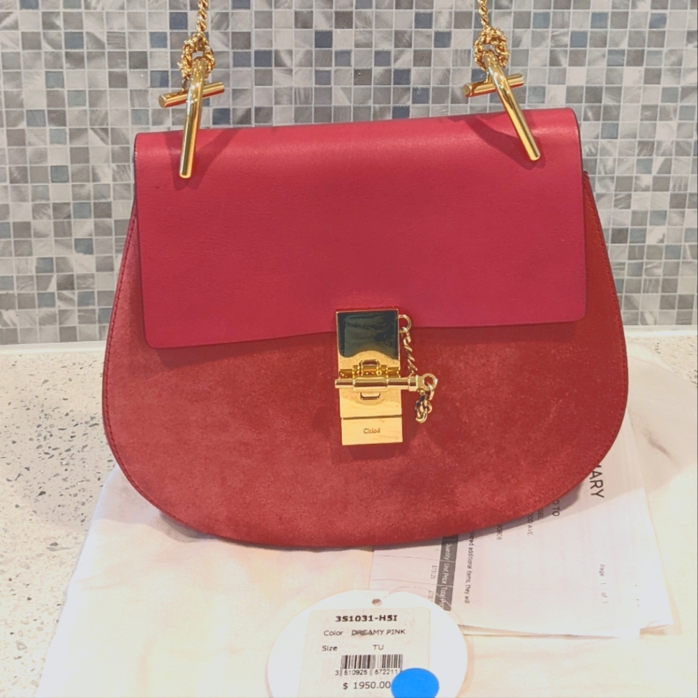 Chloe drew bag in pink.